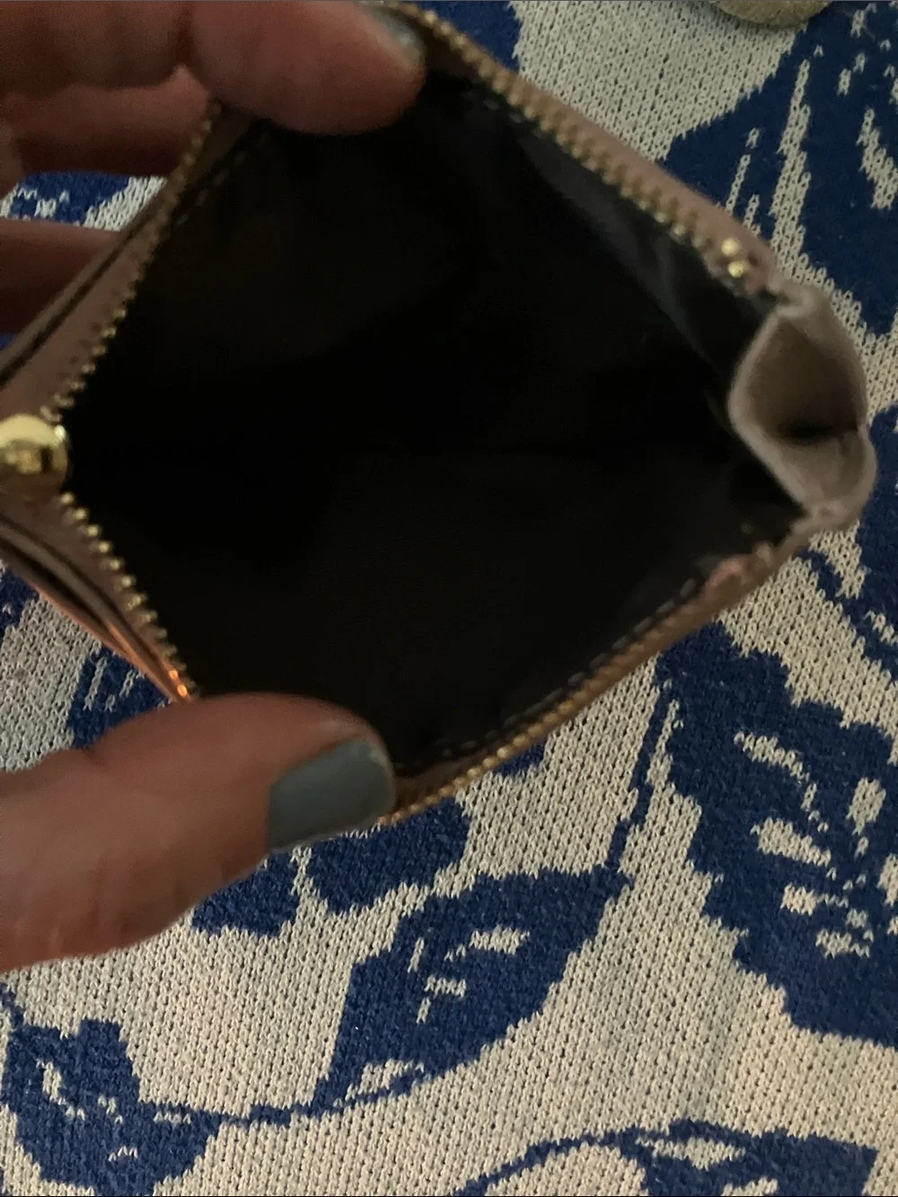 Taupe Leatherette Zip Coin Pouch